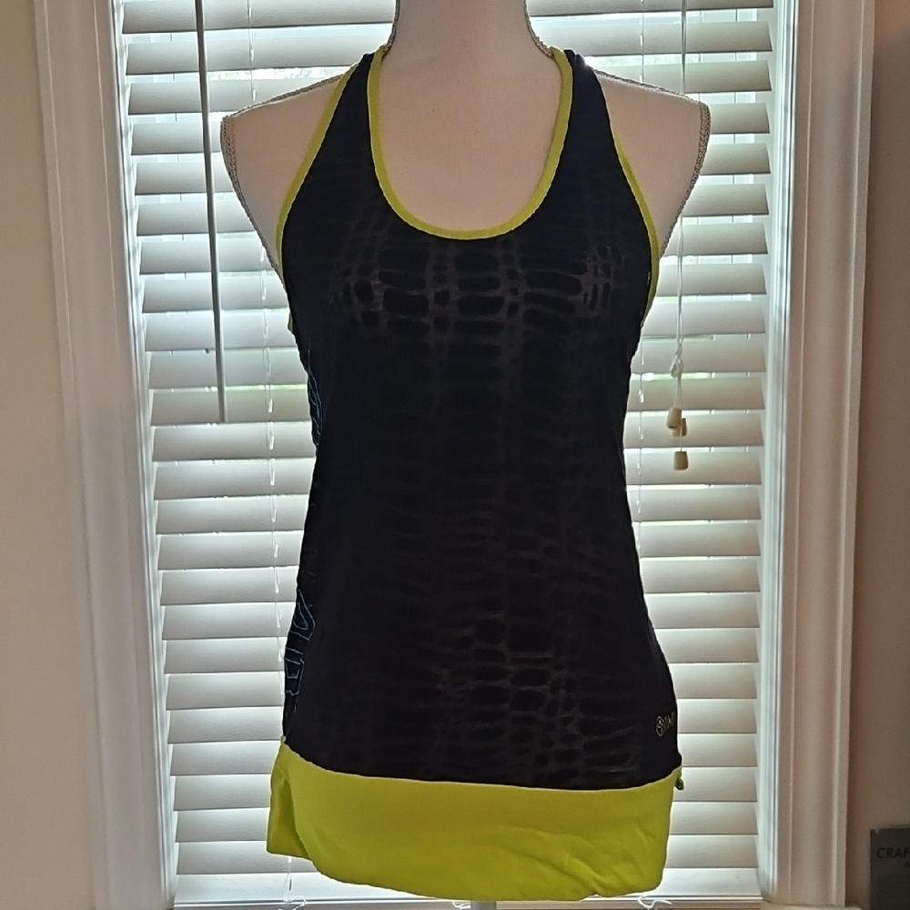 Zumba Fitness Black and Yellow Sleeveless Fitted Tank Top